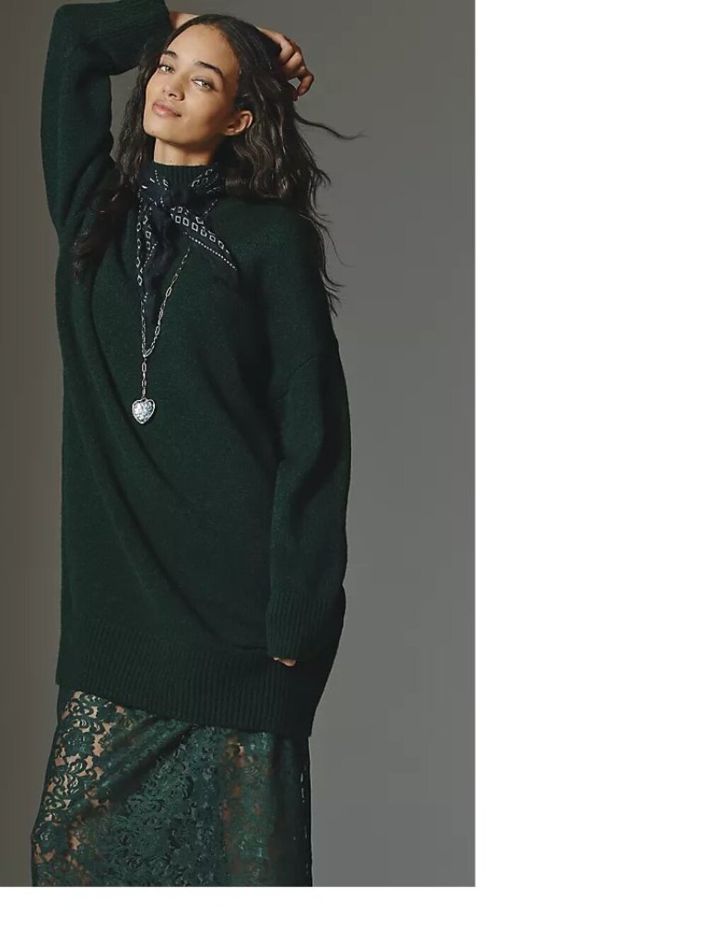 By Anthropologie Sweater Lace Twofer Midi Dress XL new with tag green - Picture 3 of 5